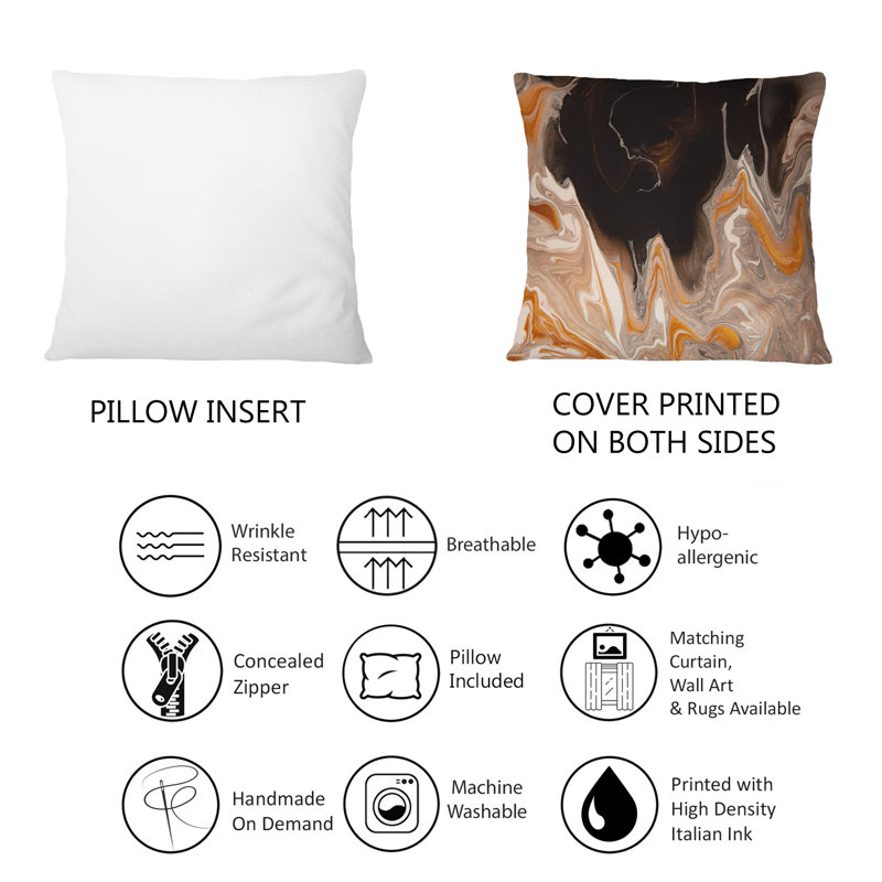 Coussin décoratif brun et noir - imprimé moderne 1