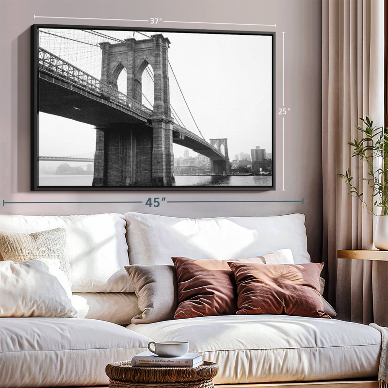 «Art mural monochromatique du pont de Brooklyn», H 25 po x l 37 po