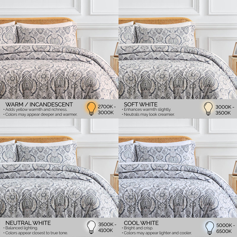 Boho Paisley Collection Microfiber Duvet Cover Set, Full/Queen Duvet Cover + 2 Standard Shams, Gray
