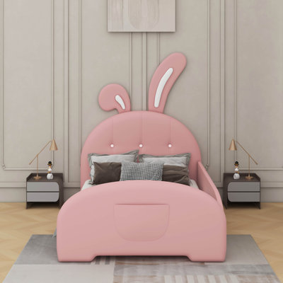 Twin Size Upholstered Rabbit-Shape Princess Bed