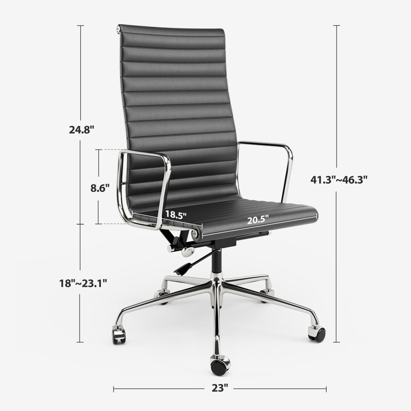 Genuine Leather Conference Chair, Black