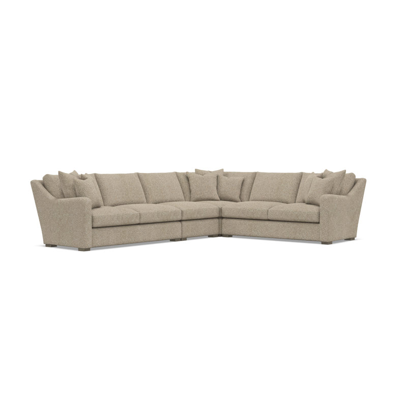 Bernhardt Ventura 4-Piece Fabric Sectional, 34.5" H x 137.5" W x 107.5" D, Right Hand Facing, Light Yellow Polyester