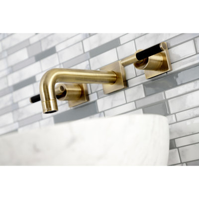 Kingston Brass Millennium Two-Handle 3-Hole Wall Mount Bathroom Faucet