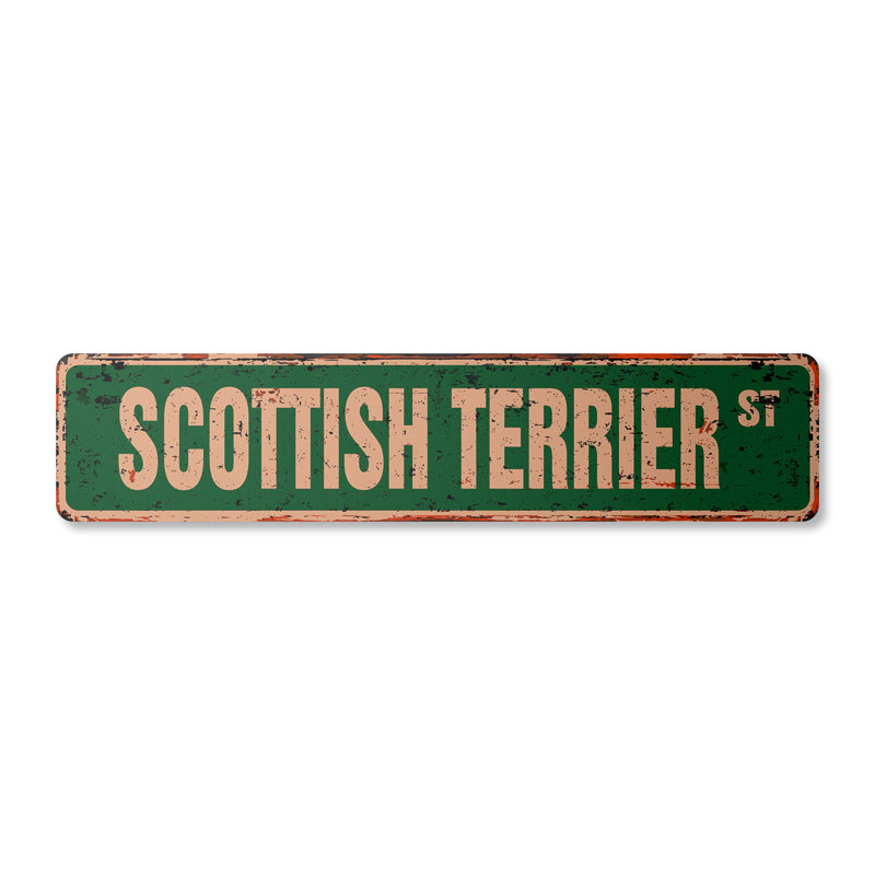 Plaque de rue Scottish Terrier aluminium 6 po x 24 po