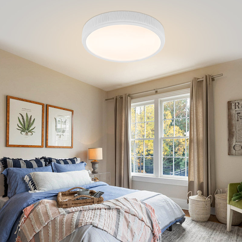 20" 1 - Light Modern Flush Mount Ceiling Light Fixture, Natural