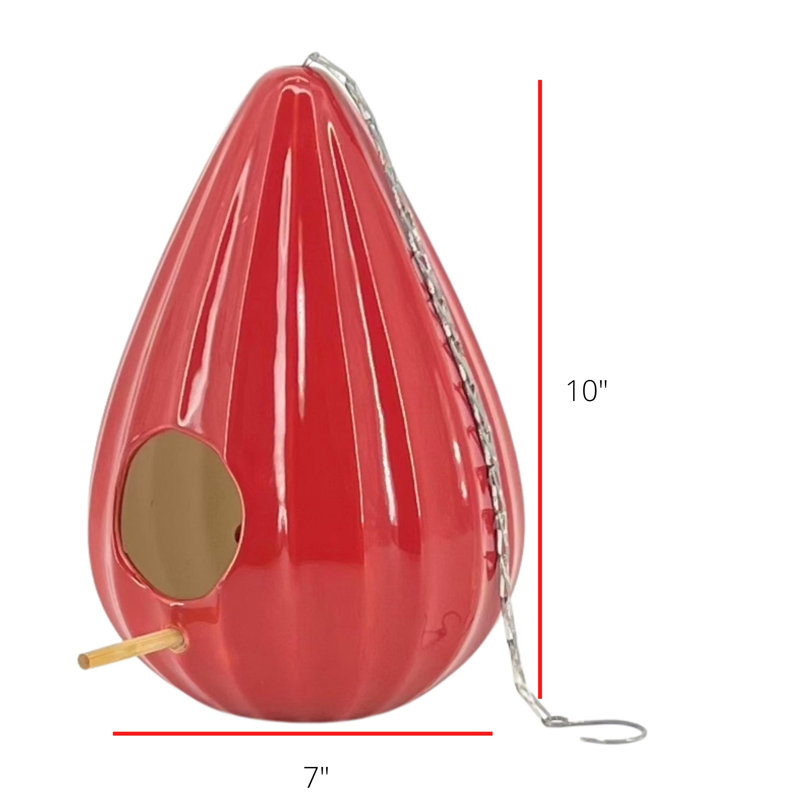 Maison d'oiseaux 10 po x 7 po x 7 po Buffo Emerald Teardrop, Rouge