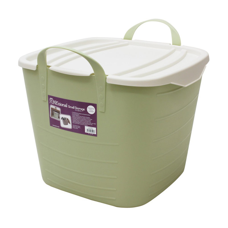 JVL Plastic Decorative Bin, Green, 25L