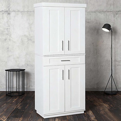 Armoire de cuisine autoportante, armoire de rangement avec 4 portes et tiroir