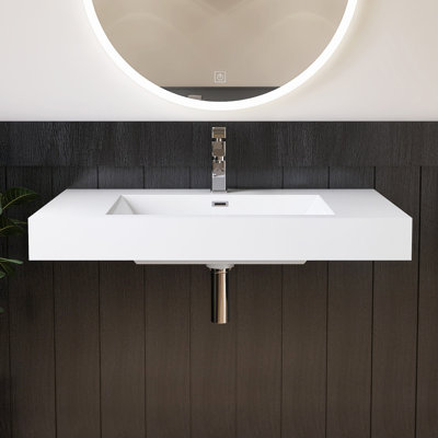 35'' Wall Mount Double Bathroom Sink SMC Bathroom Vessel Sink