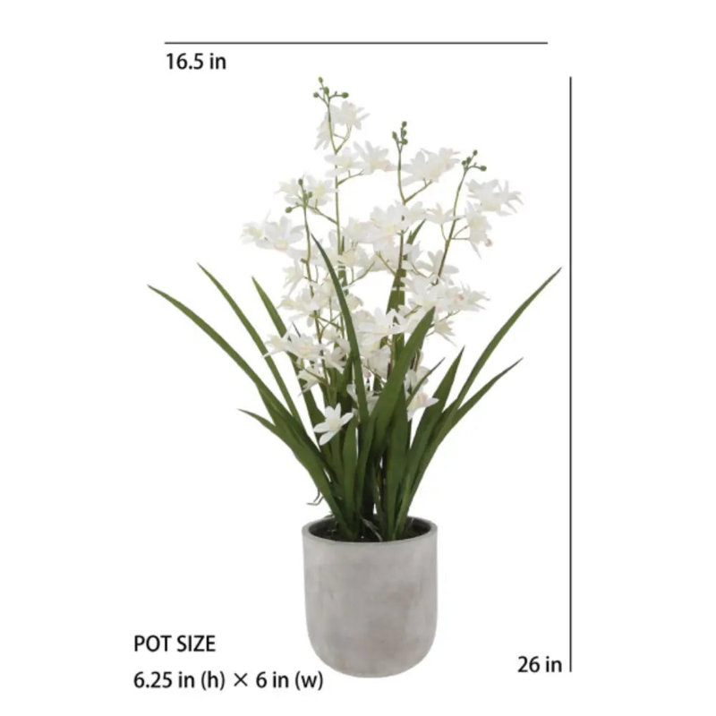 22.5" Artificial White Orchid in Vanda Pot