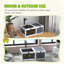 Habitat de tortue, maison de tortue en bois, enceinte de tortue intérieure et extérieure avec support de lampe, plateaux étanches coulissants, couvercles ouverts, gris