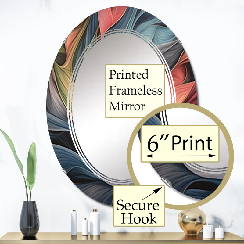Zenn - Miroir mural moderne ovale, 36 po x 24 po
