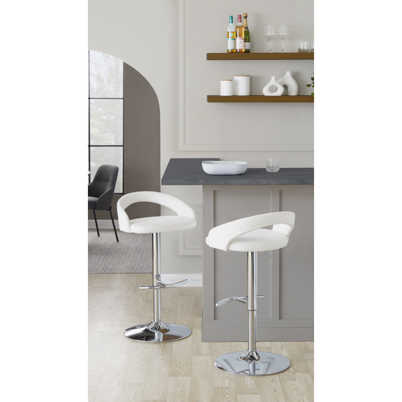 Tabouret de bar Laurenzio, Chrome chrome, Similicuir noir, Ensemble de 2
