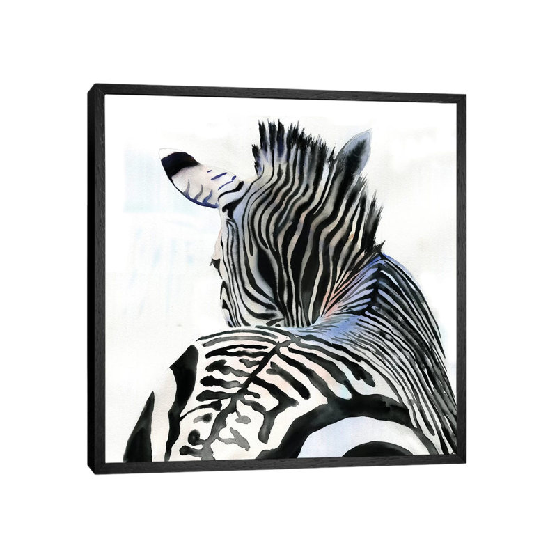 Zebra Contours by Rachel Parker - Painting on Canvas, Black Framed, 93.98 cm H x 93.98 cm W