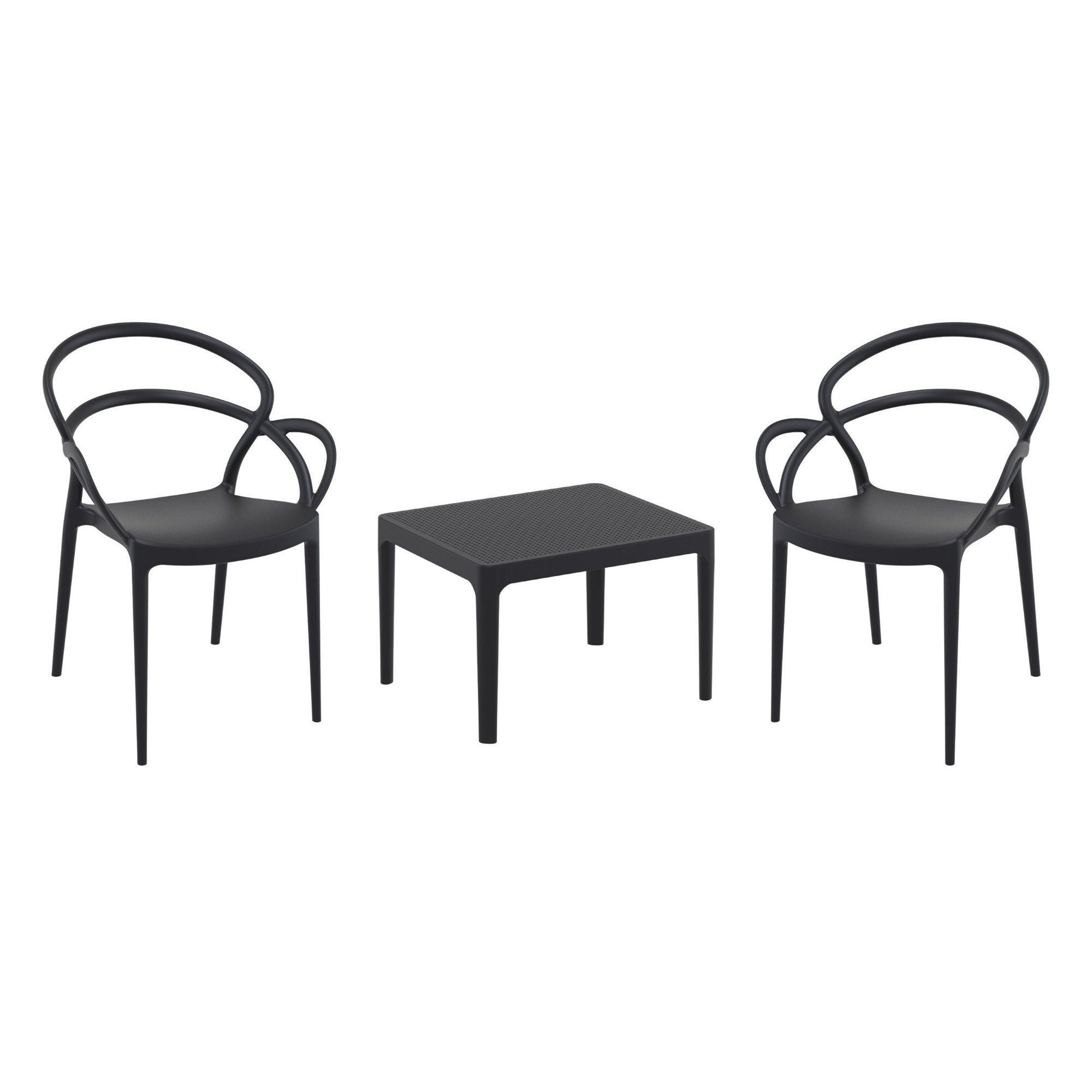 Farrah Mila Armchair 2 Person Seating Set, Black