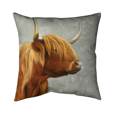 Beautiful higland cattle - 16"x16" Throw pillow cover - Poly twill - Print on demand