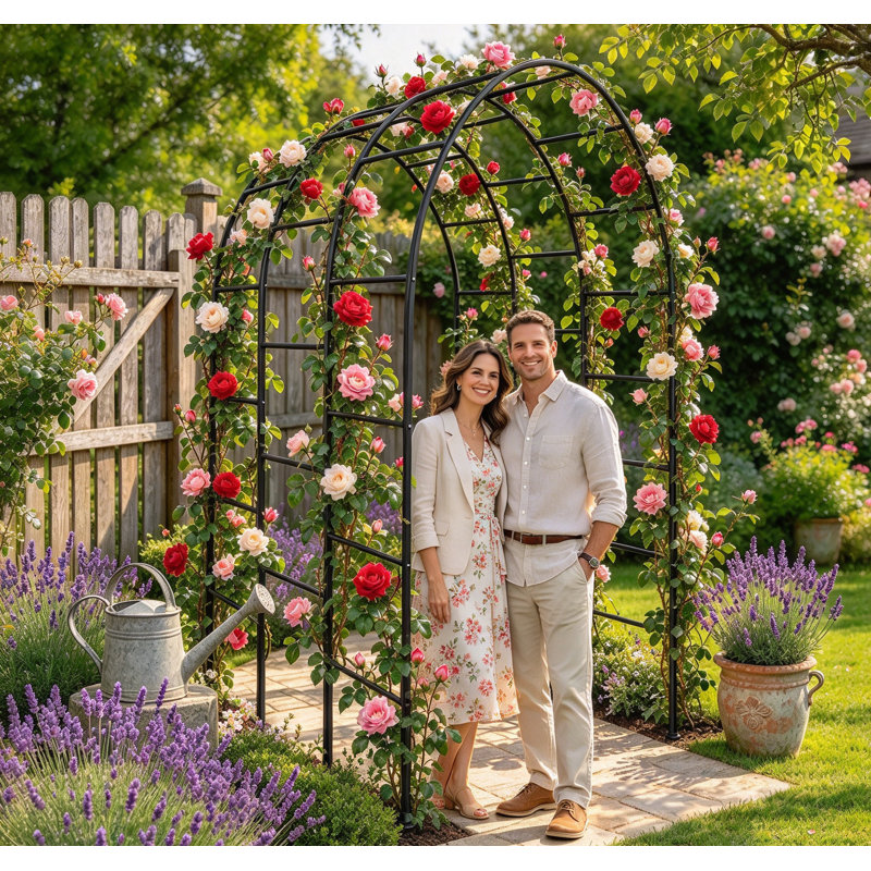 3-Layer Garden Arch Trellis Tunnel, 88 x 63 x 44.5 Inch Heavy Duty Metal Arbor for Climbing Plants, Outdoor Wedding Decoration, Garden Yard Patio Decor