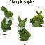 Figurine de lapin de Pâques enneigé 8 pouces - Statue de lapin vert mousse faite à la main avec un nœud à pois rose - Sculpture en résine résistante aux intempéries pour le jardin, la cour, le décor de printemps et la pièce maîtresse de la table de Pâques (style A)