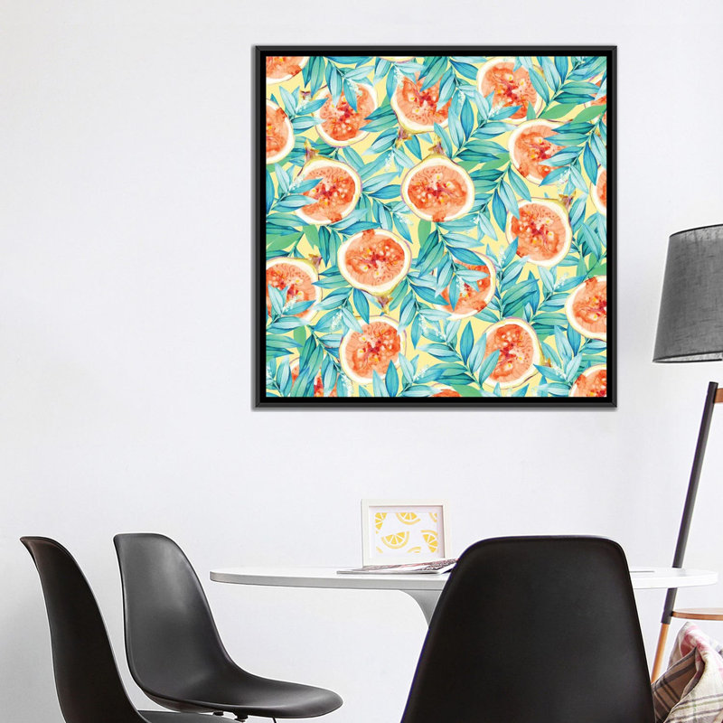 « figues », reproduction d’impression sur toile tendue, H 18 po x l 18 po x P 1,5 po, Toile avec cadre noir, Pas de tapis