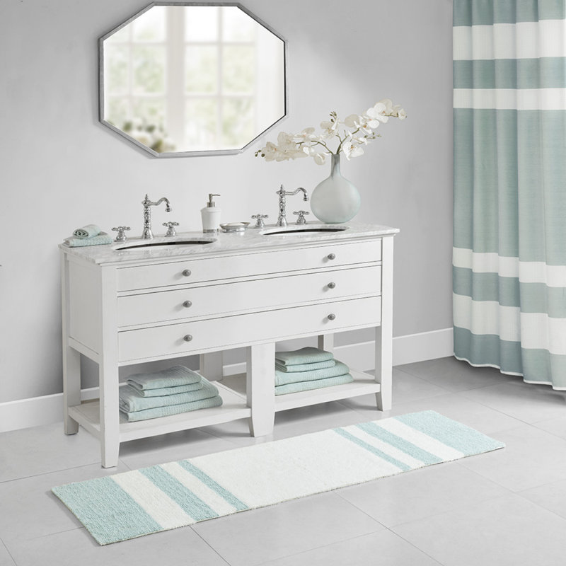 Reversible Bath Rug, Aqua, Runner 2' x 6'