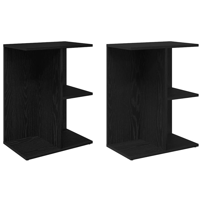 Sayaka 46.5 cm W Bedside Table, Black, Set of 2