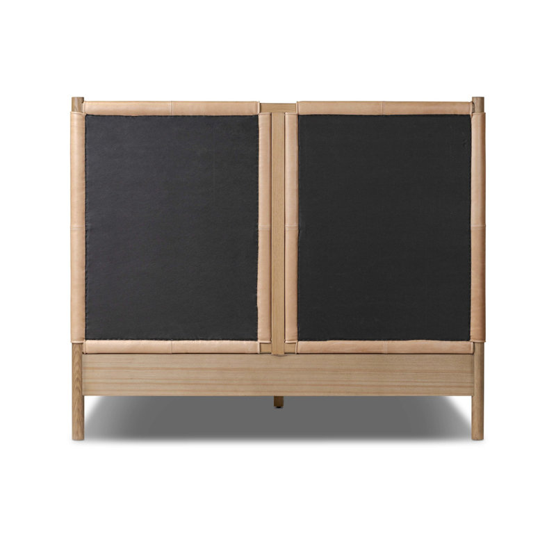 Salado Leather Solid Wood Bed, Queen, Palermo Nude