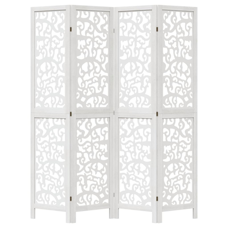 Folding Room Divider, 4, 160cm H x 145cm W x 1.6cm D, White