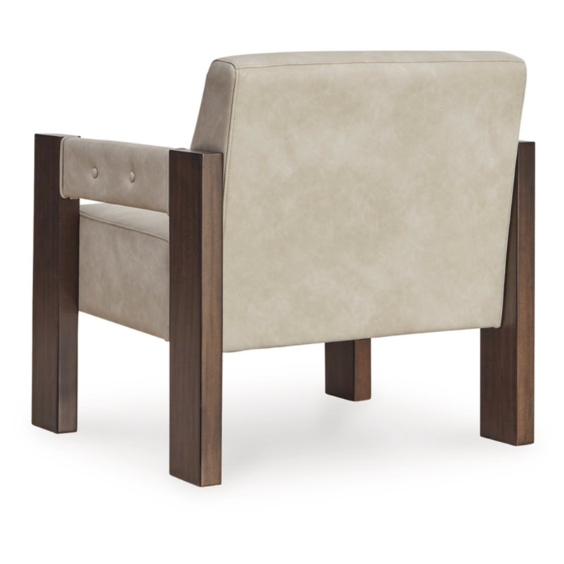 Hira Accent Chair, Beige Faux Leather