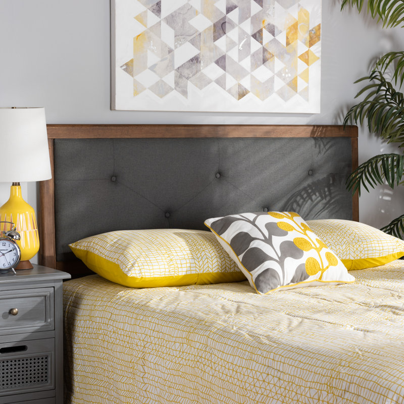 Tête de lit tapissier Drekwon, Gris foncé, Grand