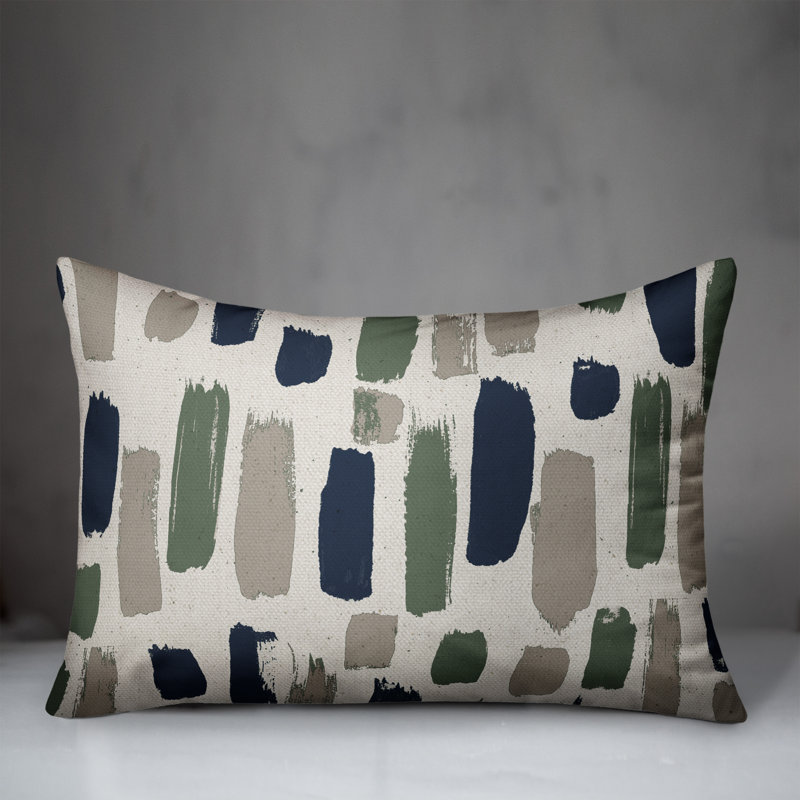  Paint Strokes Outdoor Rectangular Pillow Cover & Insert, Green/Blue