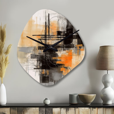 Abstract Design Shapes II - horloges murales asymétriques modernes en métal, impression d'horloge murale de forme unique