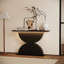Console en bois 47 po avec demi-cercles 47 po et structure en bois martelé avec entrée et éclairage à DEL