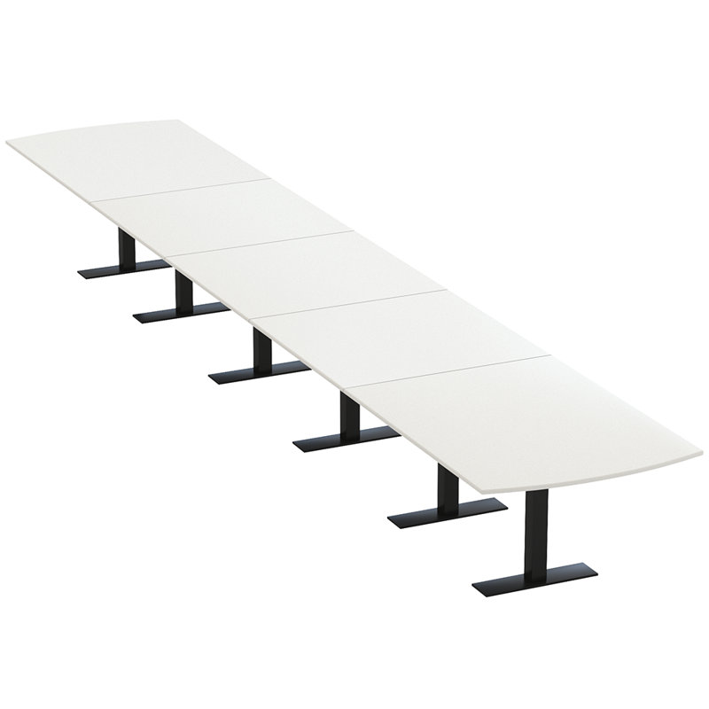Table de conférence Pavert Arc, Noir mat, H 30 po x l 264 po x P 48 po, Brouillard gris