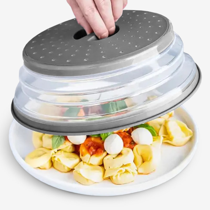 Housse anti-éclaboussures pour micro-ondes pliable et passoire de cuisine Cheer Collection - gris