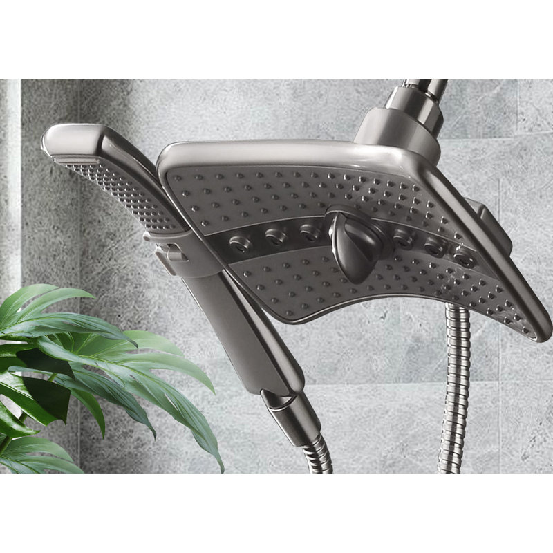 1.8 GPM High Pressur Two Spray Setting Shower Heads Combo,With Two Spray Settings Handheld Shower Head, Brushed Nickel