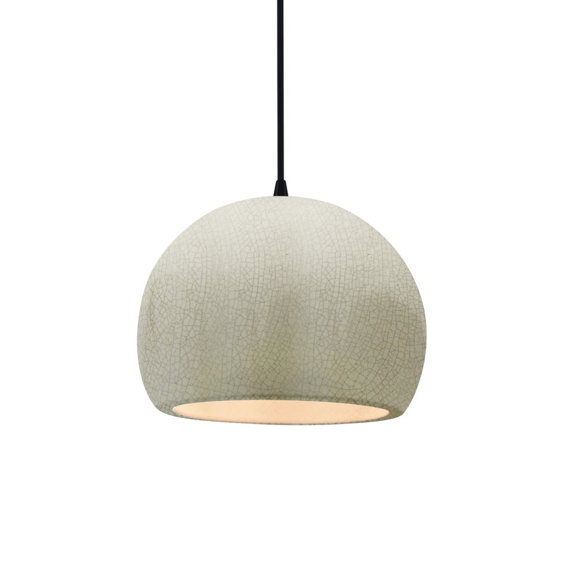 Luminaire suspendu à 1 lumière Aschwin, H 6 po x l 7 po x P 7 po, Blanc craquelé, Noir mat