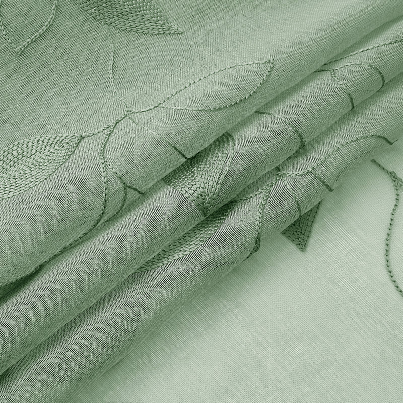 Polyester Embroidery Light Filtering Rod Pocket Curtains Panel, 52" W x 63" L
