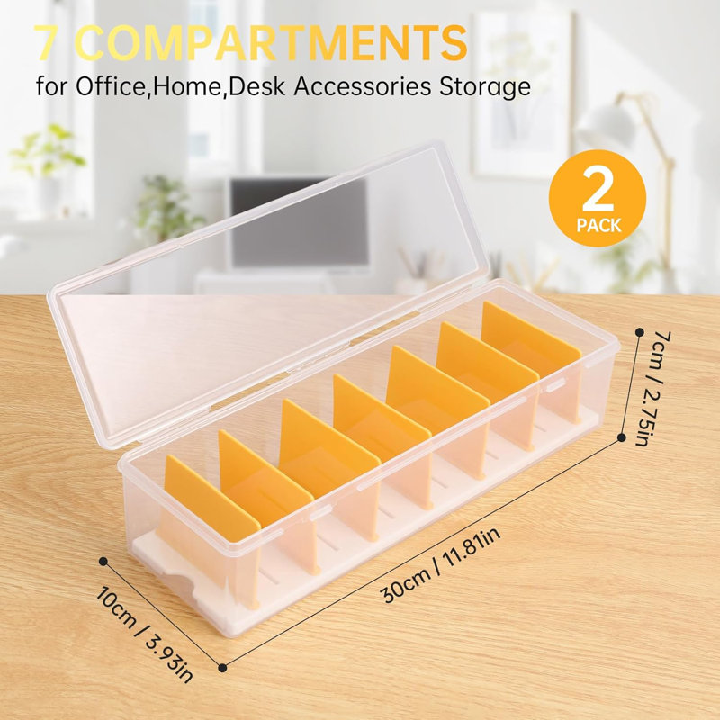 2 Pack Clear Cable Organizer Box With Lid, Plastic Charger Cable Cord Storage Organizer, Office Desk Organizers, Multifunctional Accessories Storage For Home Drawer Office, Stackable