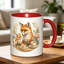 1pc Red Fox and Fox Cub Drinking Floral Pattern Ceramic Coffee Mug Coffee Cup Tea Mug Thanksgiving Gift Leisure.