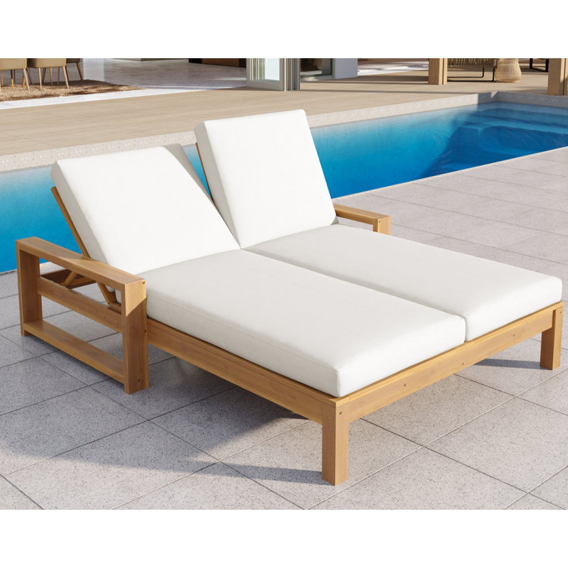Outdoor Double Lounge Chair With 5-position Adjustable Backrest For Each Seat