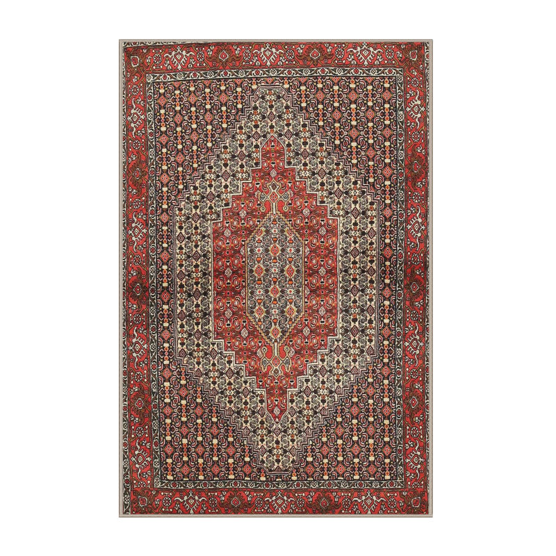 Tapis traditionnel rouge / beige, Rectangle 5 pi x 7 pi