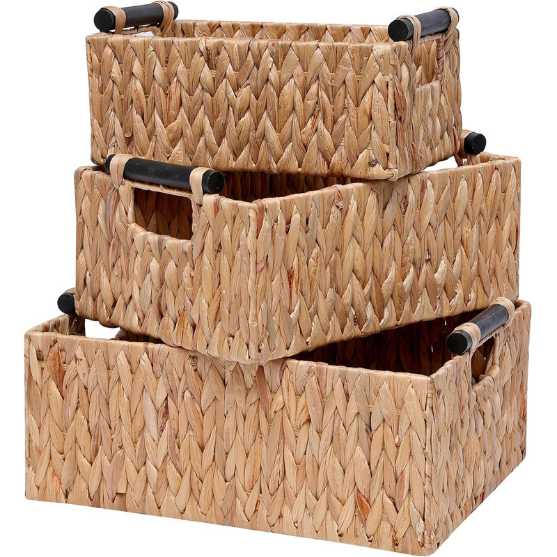 Paniers de rangement 3 paniers de rangement pour l'organisation de jouets, bacs de rangement tissés à la main pour chambre de bébé