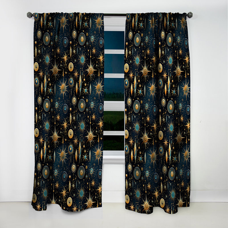 Cosmic Nomad Boho Motif I - Rideau abstrait Boho, L 52 po x L 120 po