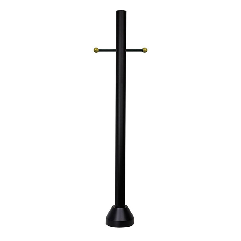 Solus 6 ft. Surface Mount Lamp Post with Decorative Cross Arm and Aluminum Base Cover, Black