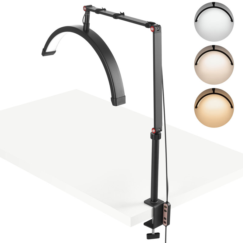 Nail Desk Light 20 W Clip on Half Moon Lash Light with Phone Holder Arched LED