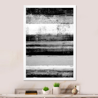 Black And White Abstract Bands - Modern & Contemporary Canvas Artwork