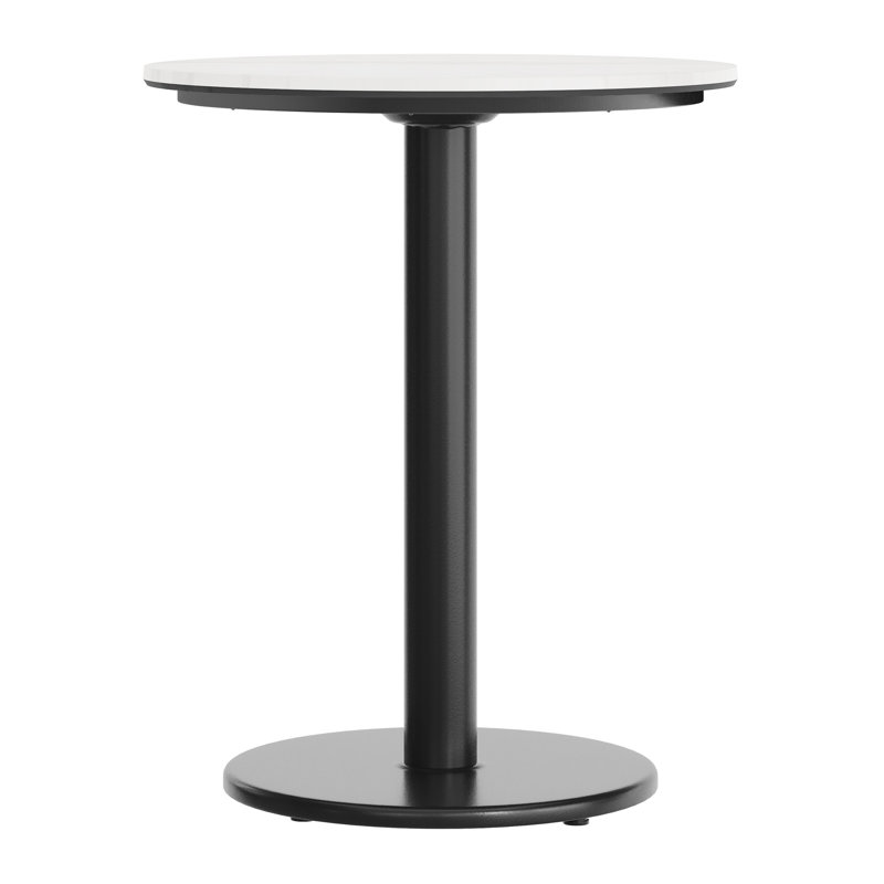 Commercial Seamless Surface Tabletop with Table Height Round Base, 29.5"H x 23.5"L x 23.5"W, White