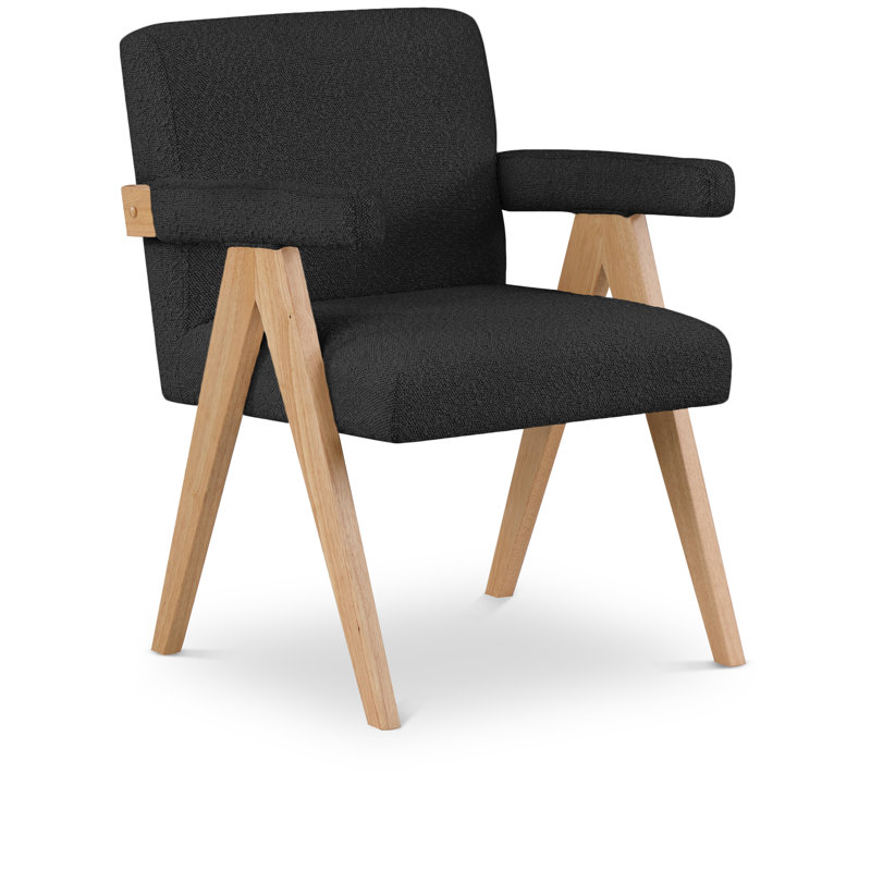 Lilabeth 24.5" W Boucle Fabric Accent Chair, Black Boucle Fabric