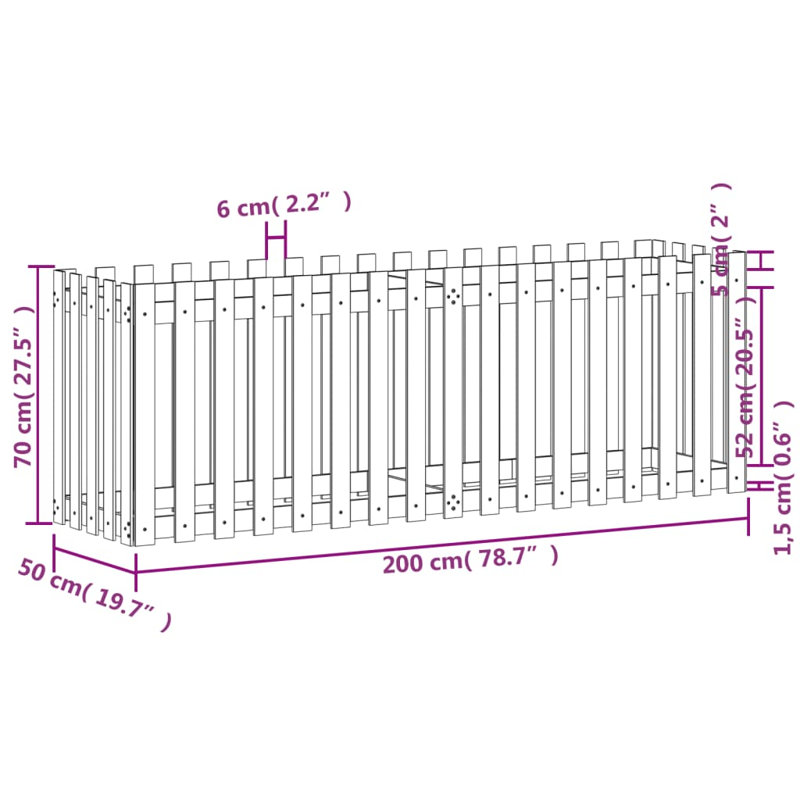 Washtenaw Wood Raised Garden Bed, White, 27.5" H x 78.7" W x 19.7" D