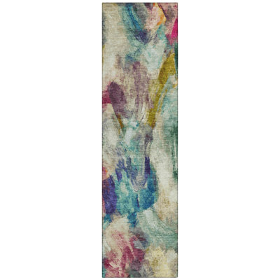 Machine Washable Indoor/Outdoor Husby ACN2204 Abstract Rug